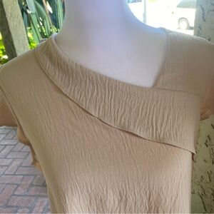 Tan Ruffle Short Sleeve Blouse